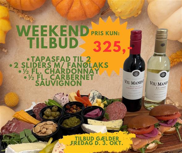 WEEKENDTILBUD - TAPAS - SLIDERS &VIN TIL 2