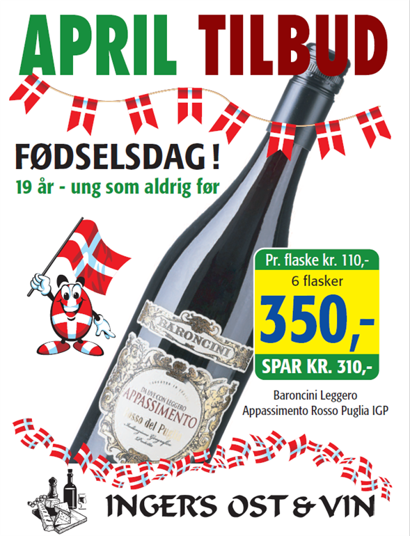 April tilbud Baroncini Leggero appassimento rosso puglia igp 2022