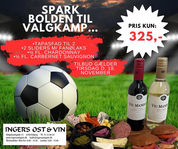 SPARK BOLDEN TIL VALGKAMP - TAPAS - SLIDERS & VIN TIL 2